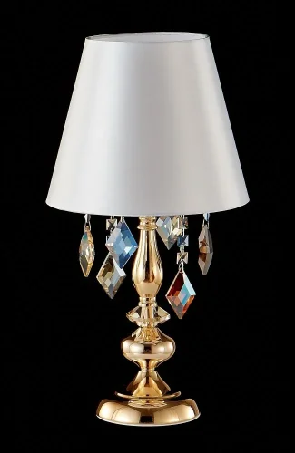 Настольная лампа MERCEDES LG1 GOLD/COLOR Crystal Lux белая 1 лампа, основание золотое металл в стиле флористика классический  фото 2